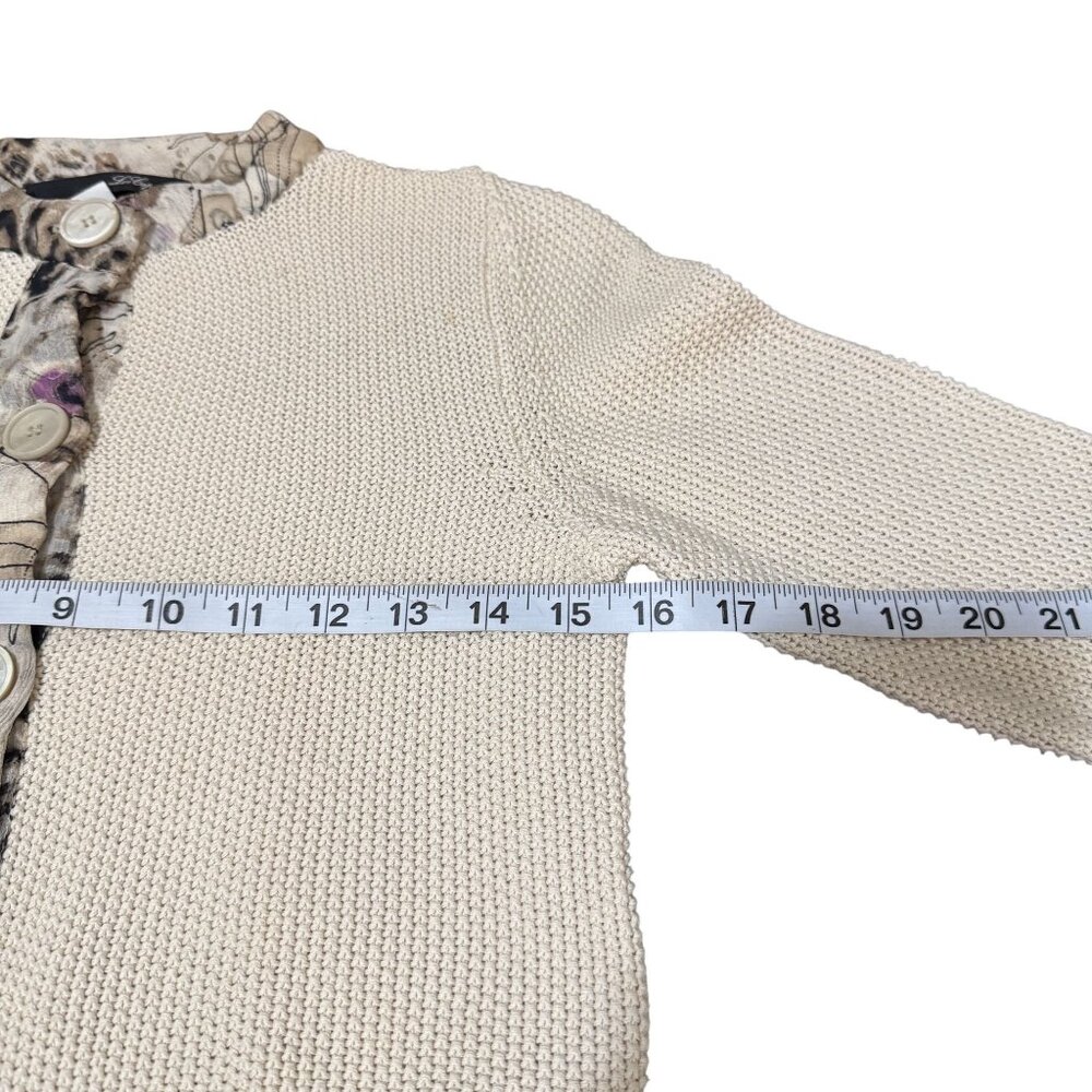 Vintage Les Copains Italy Women's Cream Knit Cardigan Silk Trim 90s Size IT 42 - Picture 5 of 8